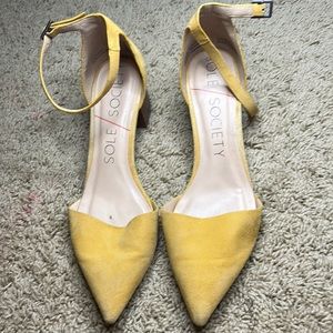 Sole Society yellow pointed heels/flats